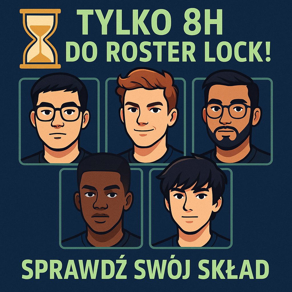 ⏳ Tylko 8h do roster lock na kolejną rundę #MSI2025!

✅ Upewnij się, że masz 5 zawodników w głównym składzie, inaczej stracisz szansę na punkty!

❓ Jakie transfery zrobiliście przed lockiem? Czekamy na Wasze komentarze! 💬

#NexusRank #FantasyLeague