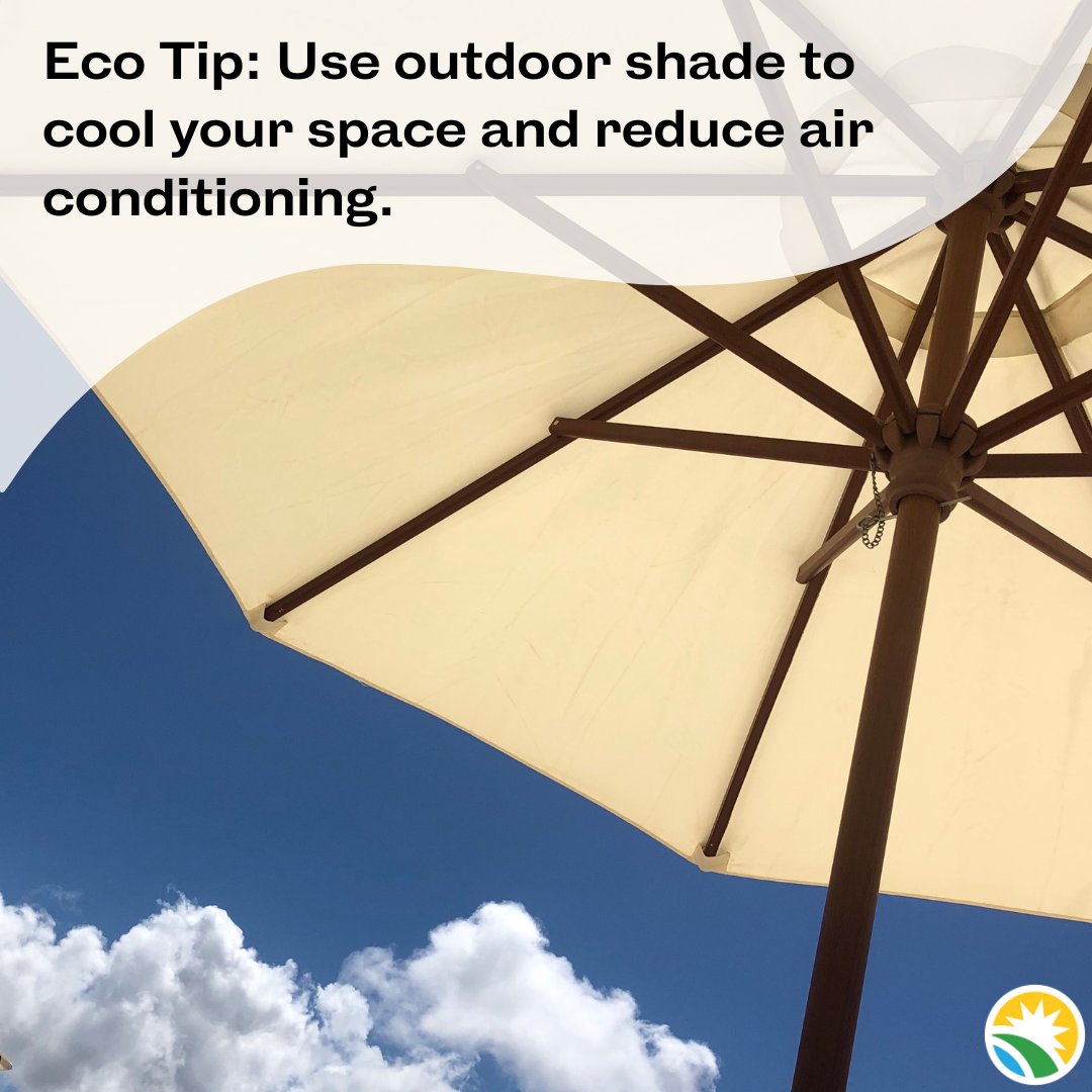MCGreenBank's tweet image. Eco Tip Tuesday: 🌿 Opt for outdoor shade—set up umbrellas, awnings, or shade sails to cool your patio or porch naturally. This reduces indoor heat and lowers your AC use. Stay cool sustainably! ☀️💧