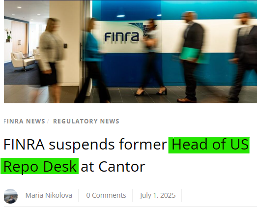 Holy sh-t, FINRA just suspended the former head of US REPO desk 🚨 for not responding to 'red flags' that traders were mismarking their positions.

Lmao.