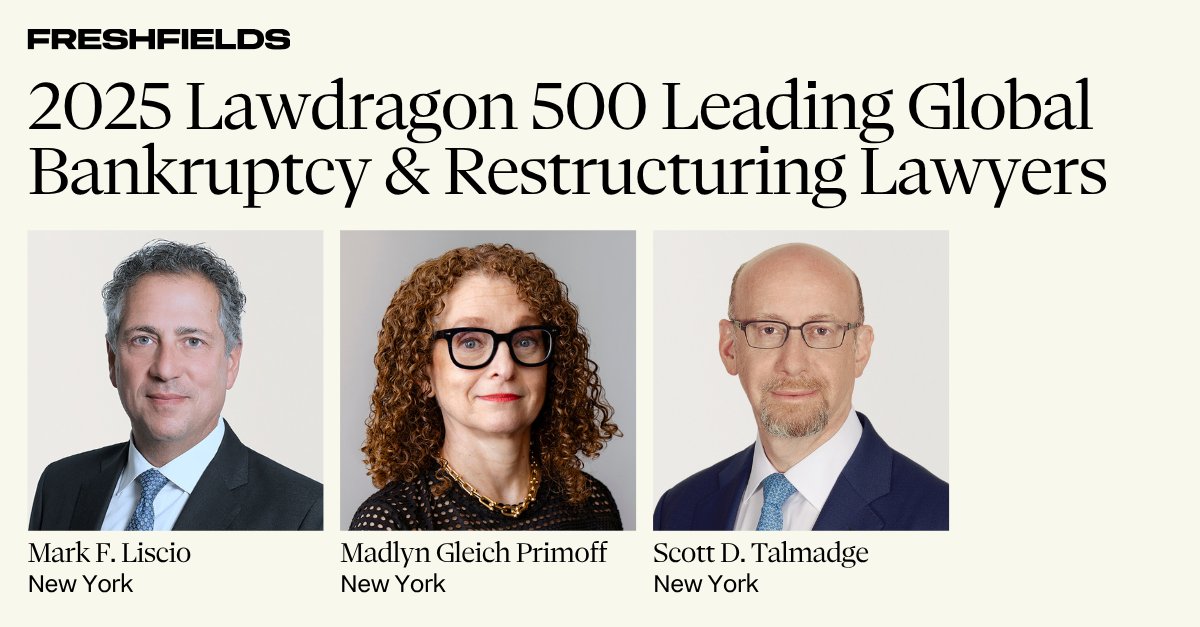 Congratulations to our partners who have been selected to the 2025 Lawdragon 500 Global Bankruptcy &amp; Restructuring Lawyers guide - Mark F. Liscio, Madlyn Gleich Primoff &amp; Scott Talmadge. 👏

Learn more about our global restructuring practice: okt.to/oS2nOU