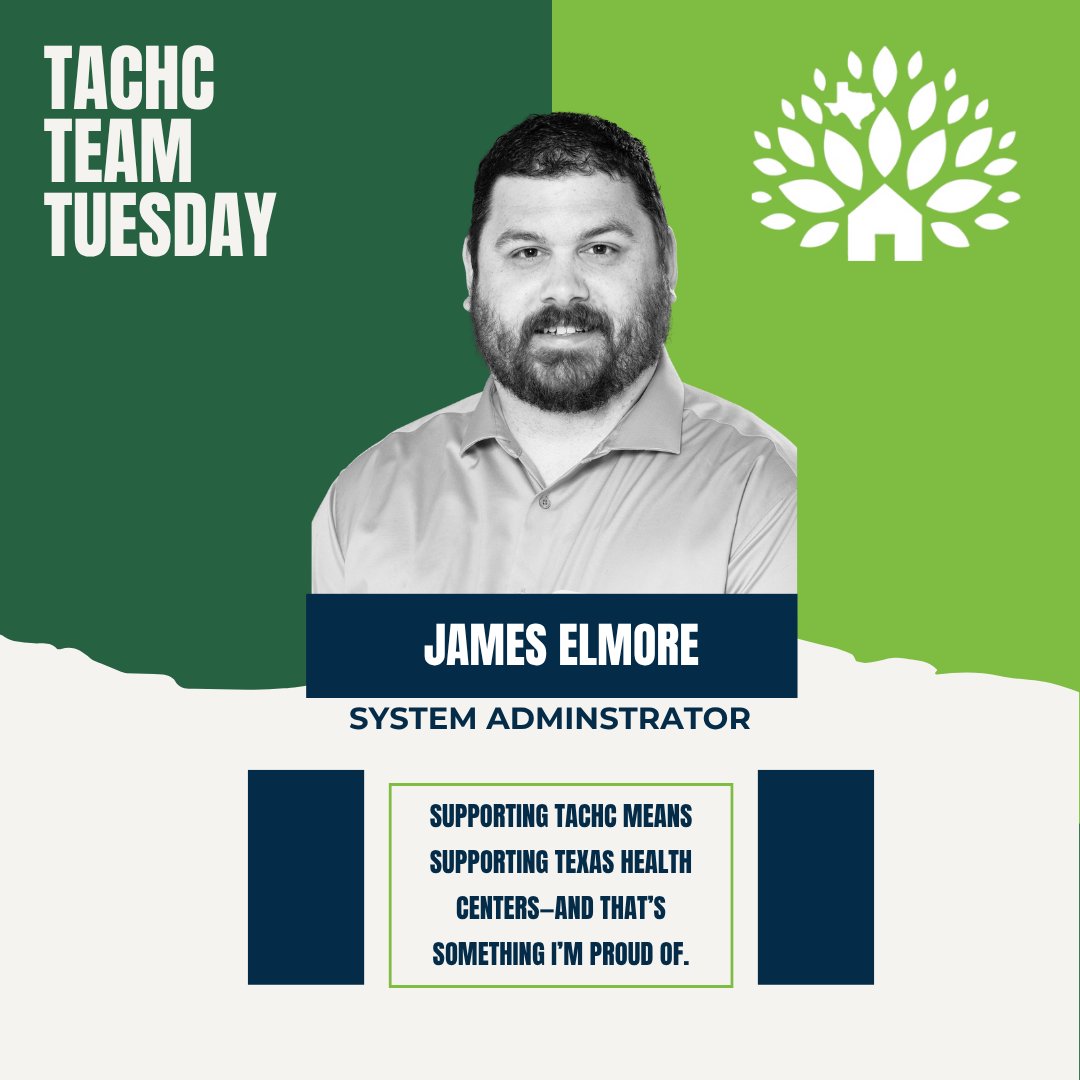 TexasCHCs's tweet image. 🌟 TACHC Team Tuesday 🌟
Meet James Elmore, our dedicated System Administrator at TACHC! James helps keep our technology running smoothly so we can stay connected and focused on supporting Texas health centers. Thanks for all you do, James!