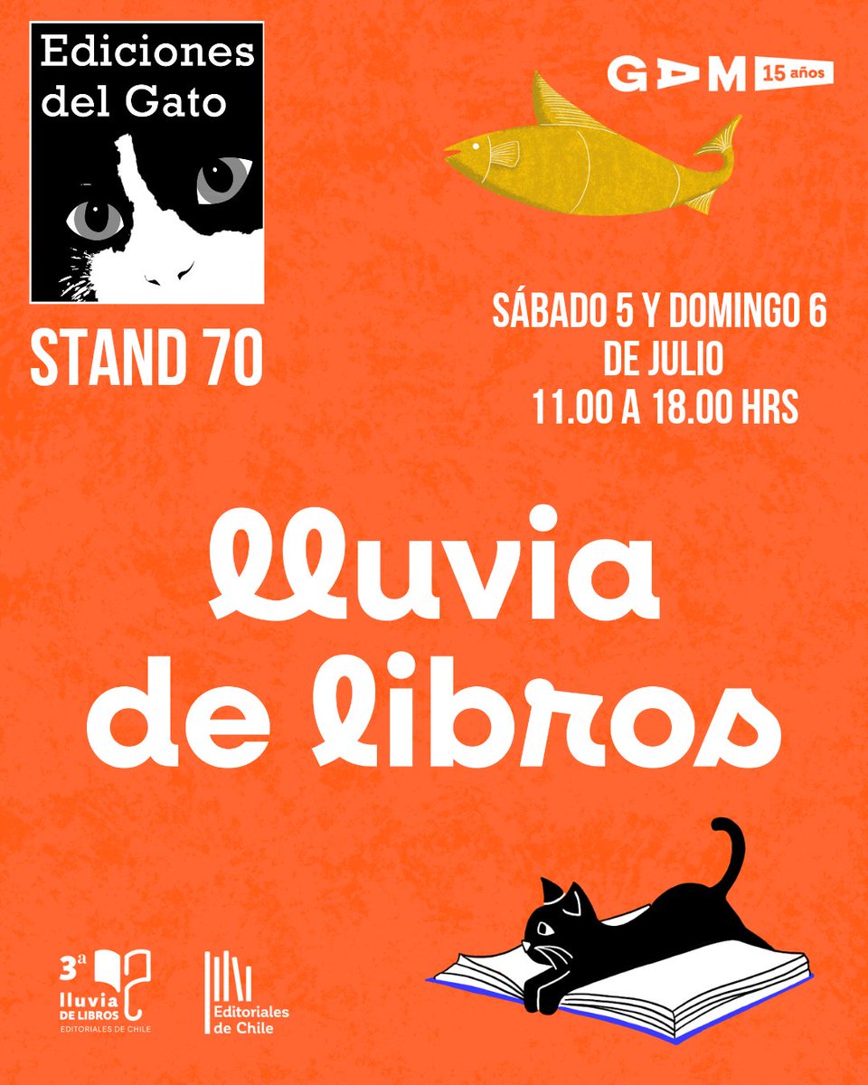 Estaremos este finde en una nueva edición de LLUVIA DE LIBROS en el GAM.

3ª LLUVIA DE LIBROS ☔️📚
STAND 70
📍 Plaza Central, Centro Cultural Gabriela Mistral (Av. Lib. Bernardo O'Higgins 227, Santiago)
🗓 Sábado 5 y domingo 6 de julio
🕚 11:00 a 18:00 hrs
🎟 Entrada liberada
