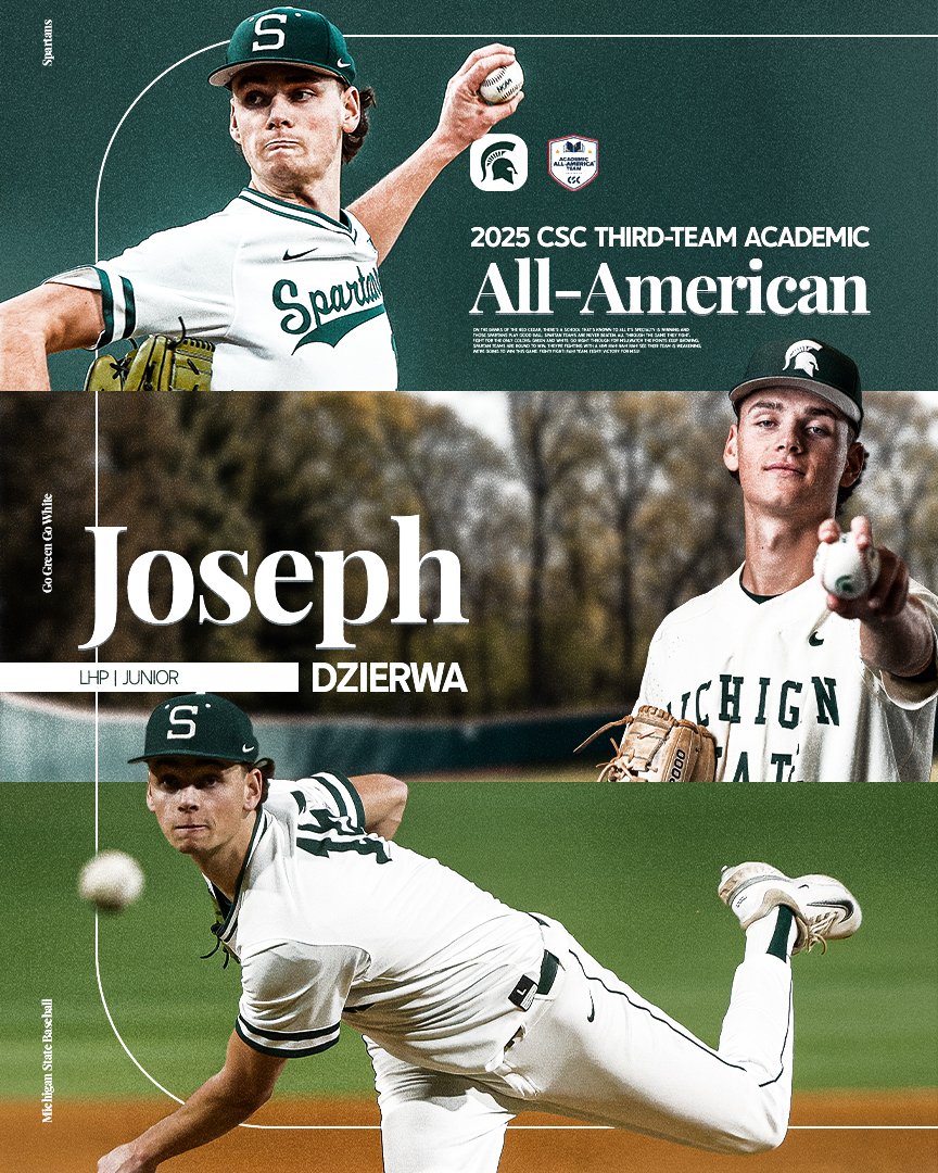 Michigan State Baseball (@msubaseball) on Twitter photo Joseph Dzierwa is a <a href="/CollSportsComm/">College Sports Communicators</a> Academic All-American!!π
He is the 3rd Spartan in program history to earn both Athletic & Academic All-American honors!!βΎοΈπ
Read More:
π°: sprtns.co/46mjcRi
#GoGreen | <a href="/DzierwaJoseph/">Joseph Dzierwa</a> Joseph Dzierwa is a <a href="/CollSportsComm/">College Sports Communicators</a> Academic All-American!!π
He is the 3rd Spartan in program history to earn both Athletic & Academic All-American honors!!βΎοΈπ
Read More:
π°: sprtns.co/46mjcRi
#GoGreen | <a href="/DzierwaJoseph/">Joseph Dzierwa</a>