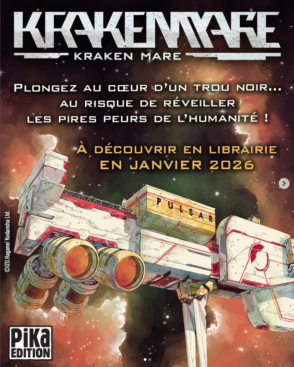 [BREAKING NEWS - KRAKEN MARE]
Mon manga publié chez Kodansha au Japon (avec <a href="/Hagane73/">max 鋼 hagane</a> au dessin) sortira bien en France, et ça sera chez <a href="/pikaedition/">Pika édition</a> 😍
➡️Tome 1 en Janvier 2026
➡️VERSION DIGITALE DISPO dès le 2 juillet 2025 (Demain quoi ^^) : pika.fr/livres-series-…

Hâte 🥰
