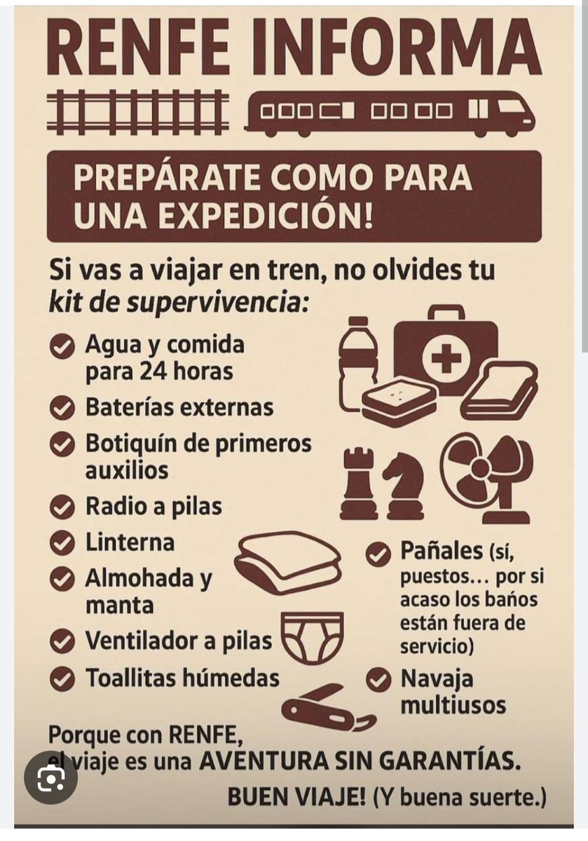 alollola1's tweet photo. @Renfe No os preocupéis, solo preparaos para la aventura...@oscar_puente_ @Renfe @Adif_es @transportesgob https://t.co/PLHYdlvmS3