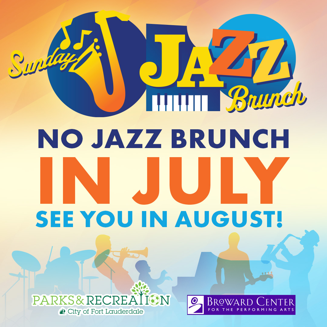 Just a reminder, our July Jazz Brunch is canceled due to the holiday. 🎷 Enjoy your Independence Day weekend and we’ll see you in August! 🇺🇸 For more information, visit parks.fortlauderdale.gov/jazzbrunch. 

#WeAreFTL @ftlcitynews