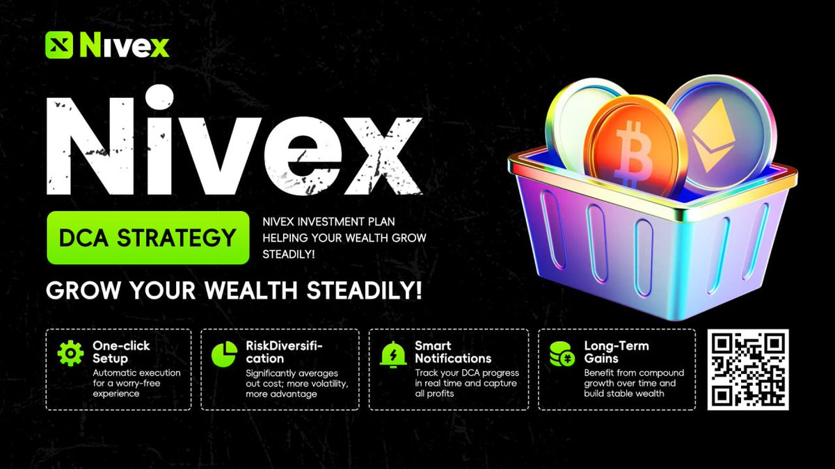 📈 Struggling with crypto timing? Try the Nivex DCA Strategy! With the  Dollar-Cost Averaging method, let market volatility become your “friend.”  🔹 One-click setup 🔹 Risk diversification 🔹 Smart Notifications 🔹  Long-term