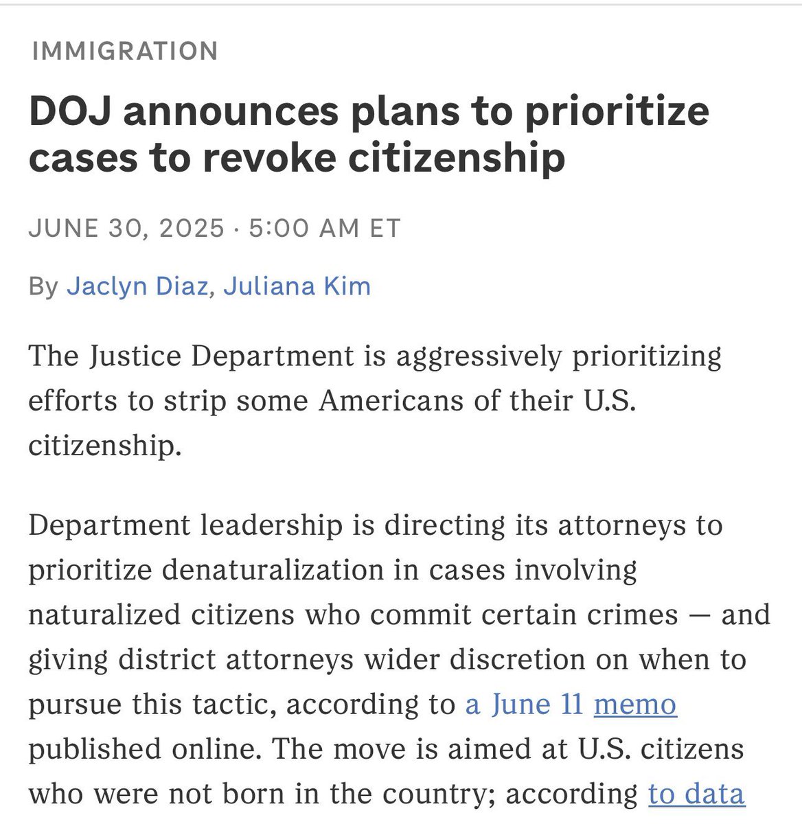 arixanxim's tweet photo. “Any individual subject to denaturalization is not entitled to an attorney.”

This is why activists have been saying that if everyone doesn’t have due process, no one has due process. 

Same images with ALT added for accessibility. https://t.co/tgf7B9O6a5