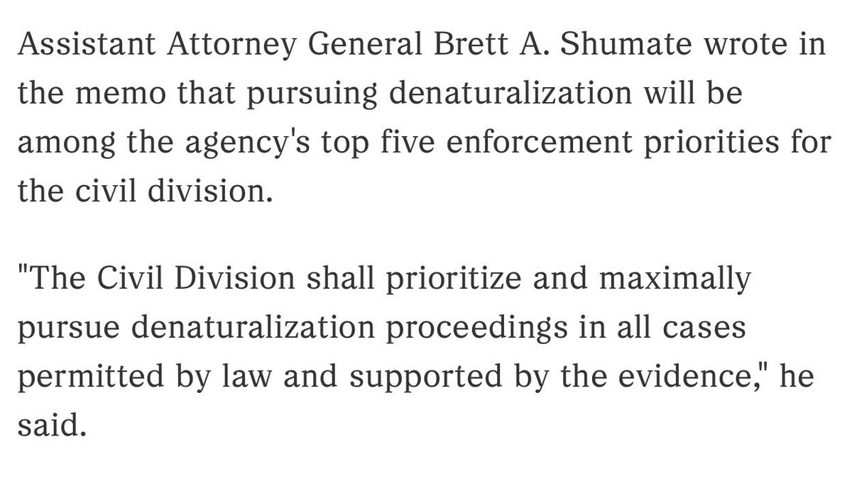 arixanxim's tweet photo. “Any individual subject to denaturalization is not entitled to an attorney.”

This is why activists have been saying that if everyone doesn’t have due process, no one has due process. 

Same images with ALT added for accessibility. https://t.co/tgf7B9O6a5