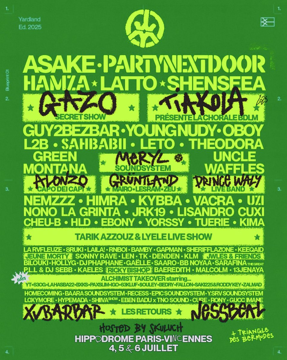 YARDLAND 2025 LINEUP OFFICIELLE 

AVEC LES DERNIÈRES ARRIVÉES DE LETO, NONO LA GRINTA ET LA RVFLEUZE 🔥