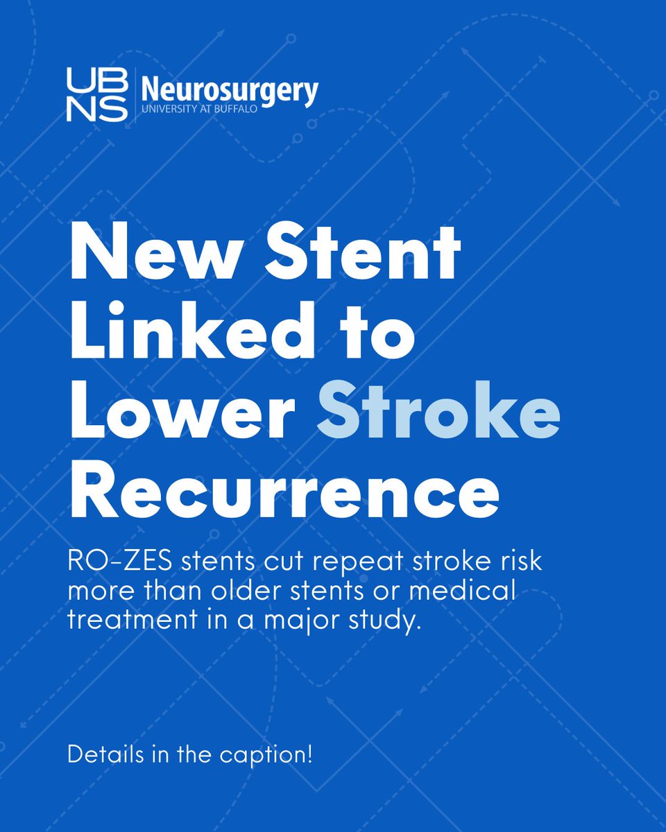 Intracranial atherosclerotic disease (ICAD) drives high #stroke recurrence rates. #UBNS contributed to a multicenter study showing the drug-eluting RO-ZES stent reduces recurrence by over 50% versus medical management and bare metal stents.
🔗:  pmc.ncbi.nlm.nih.gov/articles/PMC12…