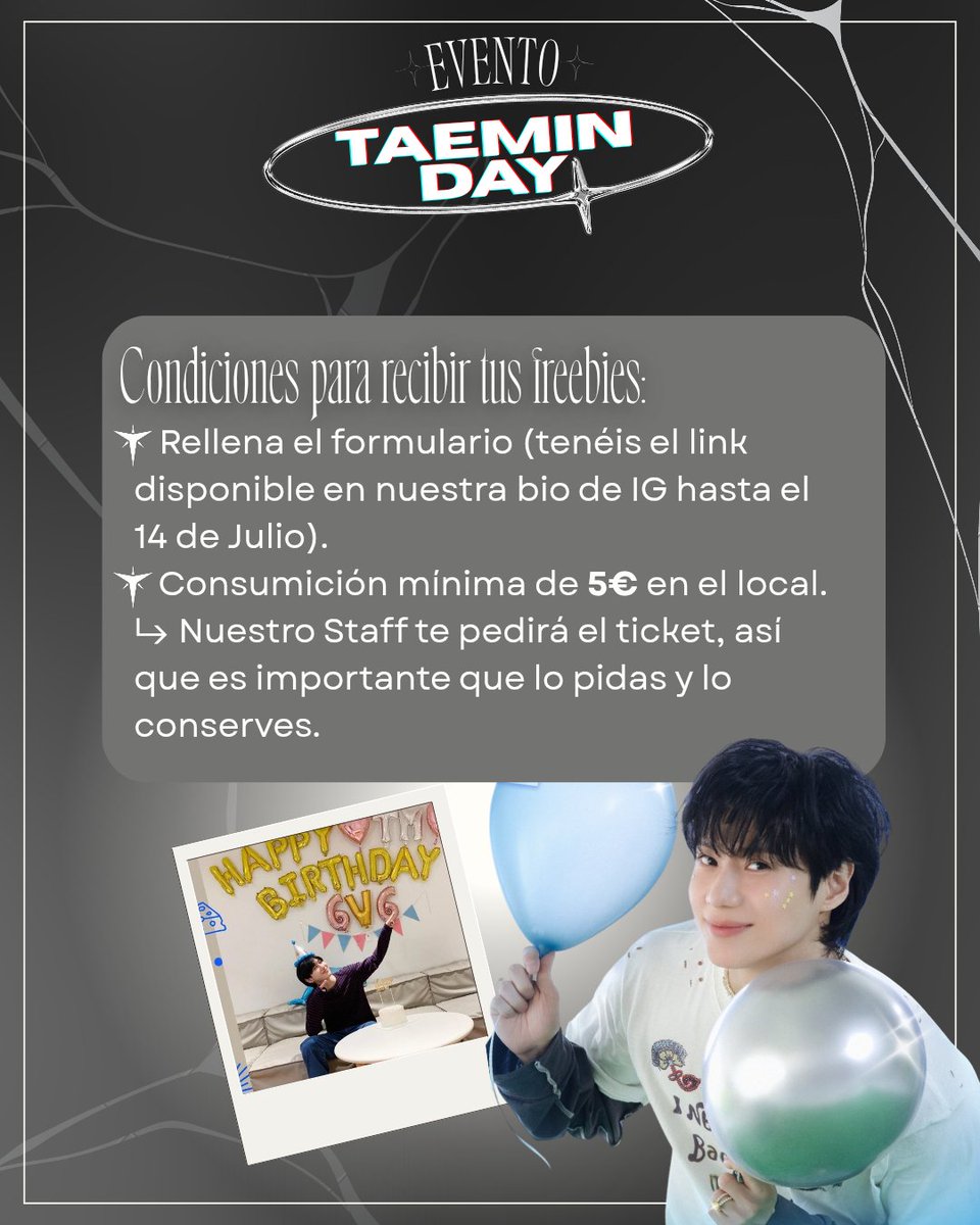 ShineeSpain's tweet photo. 🎉 Evento: #TAEMIN DAY! 🎂

🗓️ 19 de Julio
⏰ De 11:00 a 19:00 en 
📍CoCo Fresh Tea &amp; Juice, Calle Mayor 30 (centro - Madrid).

Toda la información la tenéis en nuestro post de IG
🔗https://t.co/lopujjqnBU

Reserva tus freebies o pack en nuestro formulario
https://t.co/0aERMY4SI0 https://t.co/LQStoFD59S