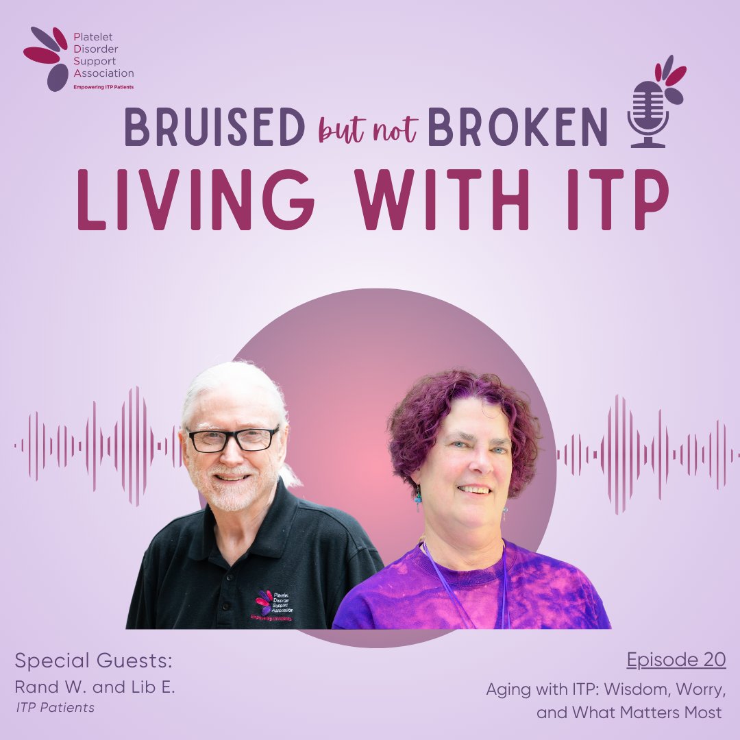 PDSA_ITP's tweet image. Aging with ITP brings new challenges—but also new wisdom. In this episode, three longtime patients open up about what it really means to live well with a bleeding disorder later in life. Listen now at pdsa.org/podcast or on Sportify. #ITP #ITPpodcast #AgingWithITP