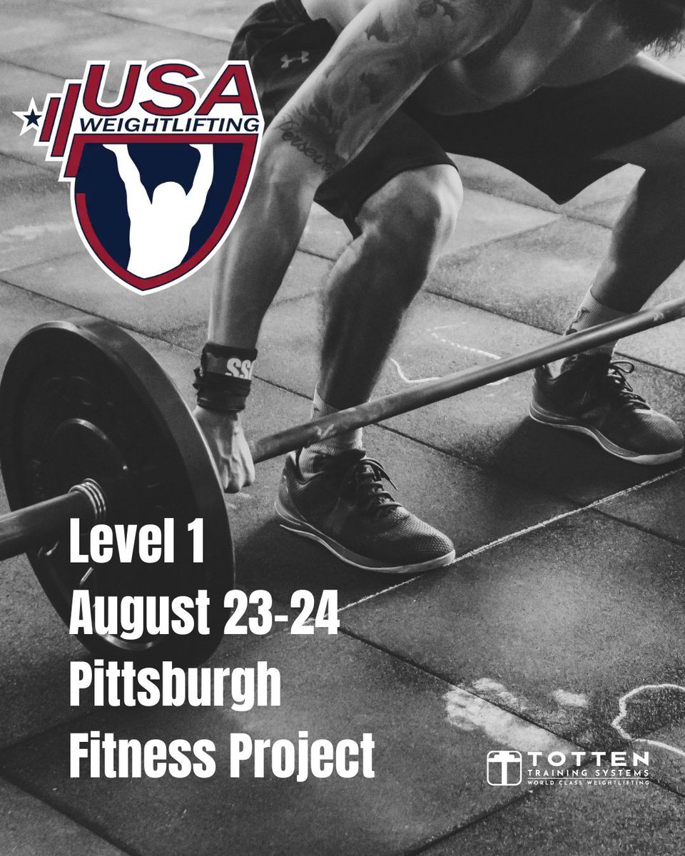 tottentraining's tweet photo. July 12 - 13 USAW Level 2  - Lemoyne, PA - Leo Instructing

August 23 - 24 USAW Level 1  - Pittsburgh Fitness Project - Leo Instructing

September 27 - 28 USAW Level 1  - Ambler, PA - Leo Instructing

November 22 - 23 USAW Level 1  - West Chester University, PA - Leo Instructing https://t.co/7ei9bxusLW