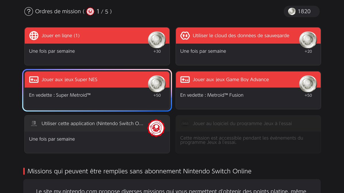 Cette semaine, le #NintendoSwitchOnline met en avant deux des plus belles aventures de Samus : #SuperMetroid et #MetroidFusion.

Jouez à ces deux jeux cultes pour réussir les missions hebdomadaires et dépensez vos points platine pour créer de nouvelles icônes de profil !