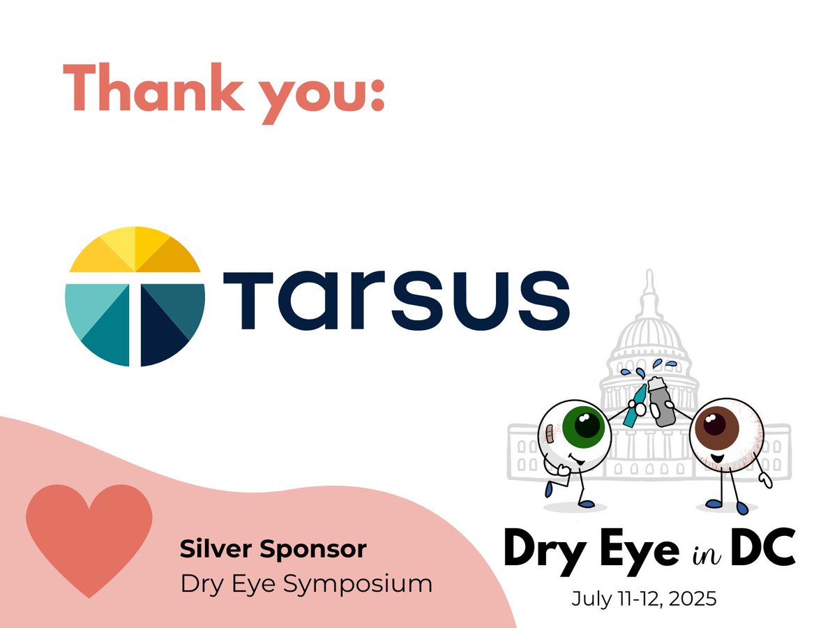 Thank you @tarsusrx a Silver Sponsor for the Dry Eye Patient Symposium, July 12th in Washington, DC!
Learn more about Dry Eye in DC and our amazing sponsors at buff.ly/QTIFyJQ
#dryeyeindc #dryeye #dryeyefoundation #advocacyday #dryeyesymposium #optometry #ophthalmology