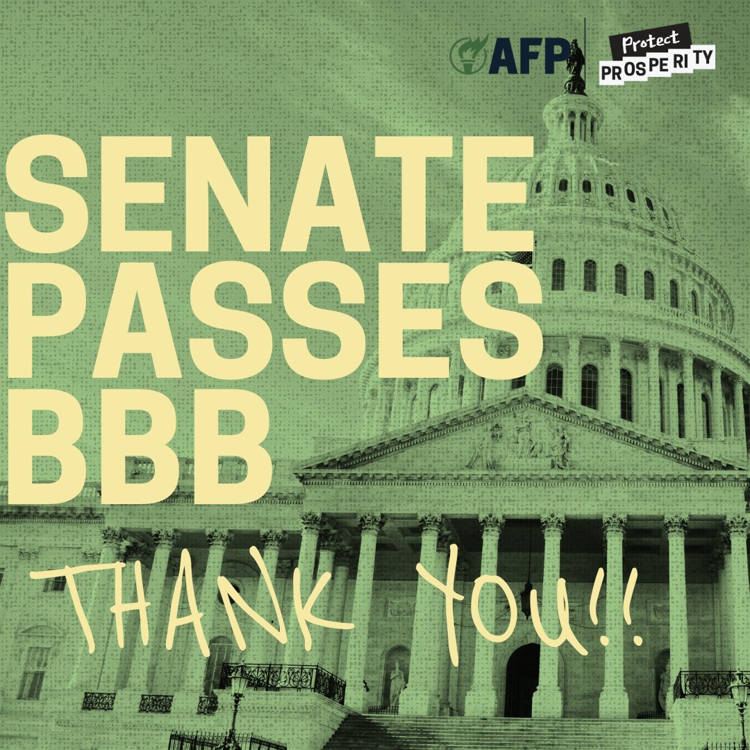 AFPKansas's tweet image. BREAKING: Senate passes the Big Beautiful Bill - one more step forward in preventing the largest tax increase in American history and making significant strides in real government reform. Thank you, @JerryMoran @RogerMarshallMD
