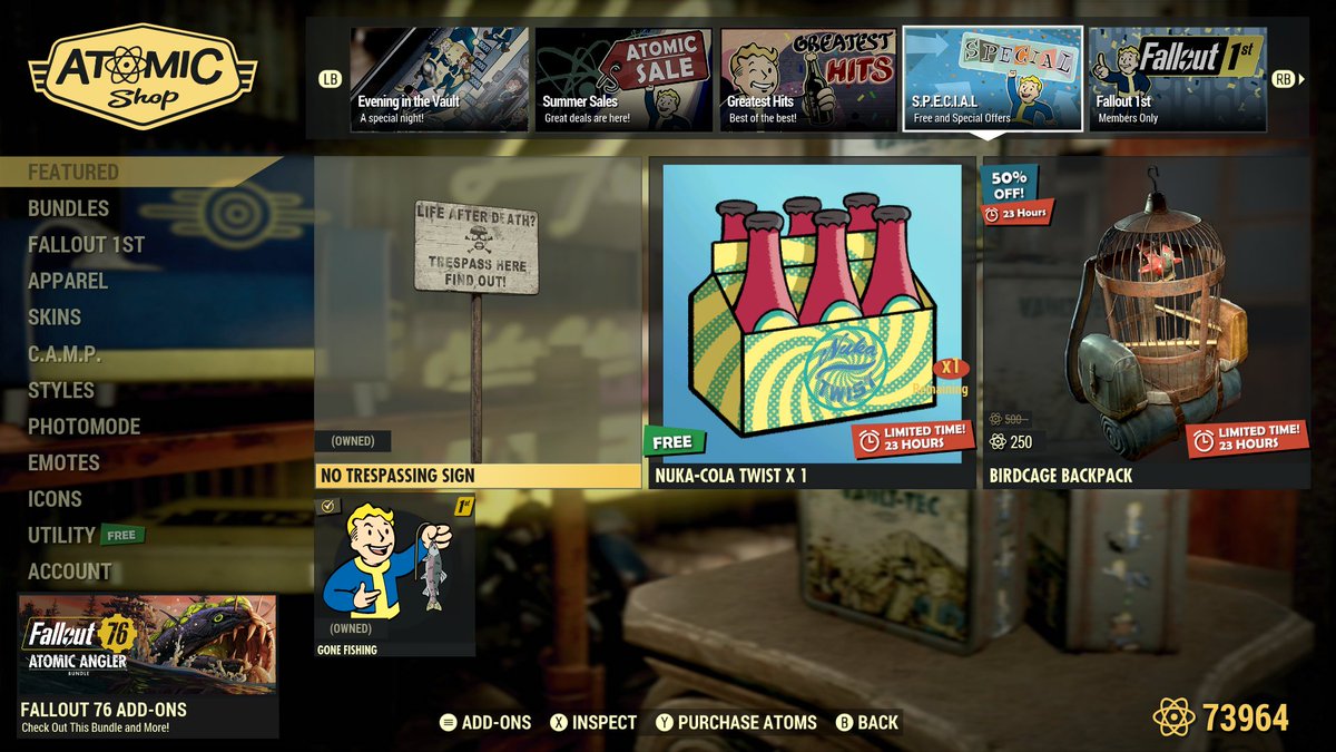 Atom Shop Update, 1st July #Fallout76 #Fallout