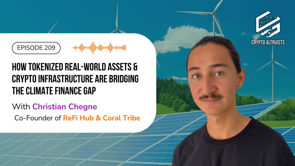 Crypto Altruists (@crypto_altruism) on Twitter photo How do you fund clean energy AND build a thriving Web3 community? ๐๐ค
We sat down w/ <a href="/Mowgli_2077/">Mowgli</a> of <a href="/refihub/">ReFi Hub</a> & <a href="/CoralTribeNFT/">Coral Tribe ๐</a> to explore how tokenized climate assets and community-powered investing are reshaping climate finance ๐๐ธ๐ฑ
๐งListen: cryptoaltruists.com/blog/crypto-alโฆ
We How do you fund clean energy AND build a thriving Web3 community? ๐๐ค
We sat down w/ <a href="/Mowgli_2077/">Mowgli</a> of <a href="/refihub/">ReFi Hub</a> & <a href="/CoralTribeNFT/">Coral Tribe ๐</a> to explore how tokenized climate assets and community-powered investing are reshaping climate finance ๐๐ธ๐ฑ
๐งListen: cryptoaltruists.com/blog/crypto-alโฆ
We