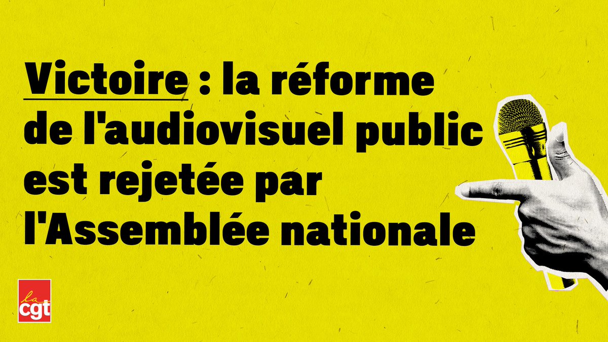 La lutte paye ! 

L’Assemblée nationale a adopté hier la motion de rejet de la réforme de l’audiovisuel public.

Bravo à l’intersyndicale de l’audiovisuel public, qui, après plusieurs mois de lutte vient de gagner le rejet par le parlement de la dangereuse réforme voulue par