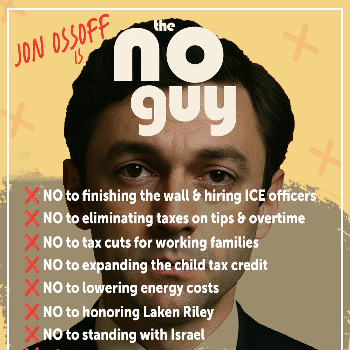 Jon Ossoff just voted against America.

Georgia deserves better than the No Guy... VOTE HIM OUT IN 2026!