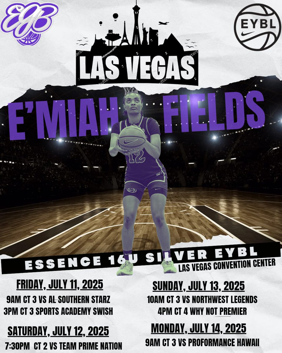 E'miah Bosslady Fields (@myabosslady) on Twitter photo My 3rd EYBL stop is in Las Vegas . Coach's here is my game schedule <a href="/_Breezy_Briii/">Breezy</a> <a href="/ashleyearley/">Ashley Earley</a> <a href="/coachgracia/">Eric Gracia</a> <a href="/CoachTy_M/">Ty Margenthaler</a> <a href="/hdebarber/">Hannah Barber</a> <a href="/joannareitz/">Joanna Reitz</a> <a href="/KPannell71/">“KP”</a> <a href="/KSUOwlsWBB/">Kennesaw State WBB</a> <a href="/CoachRedd116/">Michael Morgan</a> <a href="/GTWBB/">Georgia Tech Women's Basketball</a> <a href="/LATechWBB/">Lady Techsters</a> <a href="/ClemsonWBB/">Clemson Women's Basketball</a> <a href="/UCF_WBB/">UCF Women's Hoops</a> <a href="/tcuwbb/">TCU Women’s Basketball</a> <a href="/durdencoach/">Gene Durden</a> <a href="/_CoachChan/">Chandler Merkerson</a> <a href="/CoachCStew14/">Celeste Stewart</a> My 3rd EYBL stop is in Las Vegas . Coach's here is my game schedule <a href="/_Breezy_Briii/">Breezy</a> <a href="/ashleyearley/">Ashley Earley</a> <a href="/coachgracia/">Eric Gracia</a> <a href="/CoachTy_M/">Ty Margenthaler</a> <a href="/hdebarber/">Hannah Barber</a> <a href="/joannareitz/">Joanna Reitz</a> <a href="/KPannell71/">“KP”</a> <a href="/KSUOwlsWBB/">Kennesaw State WBB</a> <a href="/CoachRedd116/">Michael Morgan</a> <a href="/GTWBB/">Georgia Tech Women's Basketball</a> <a href="/LATechWBB/">Lady Techsters</a> <a href="/ClemsonWBB/">Clemson Women's Basketball</a> <a href="/UCF_WBB/">UCF Women's Hoops</a> <a href="/tcuwbb/">TCU Women’s Basketball</a> <a href="/durdencoach/">Gene Durden</a> <a href="/_CoachChan/">Chandler Merkerson</a> <a href="/CoachCStew14/">Celeste Stewart</a>