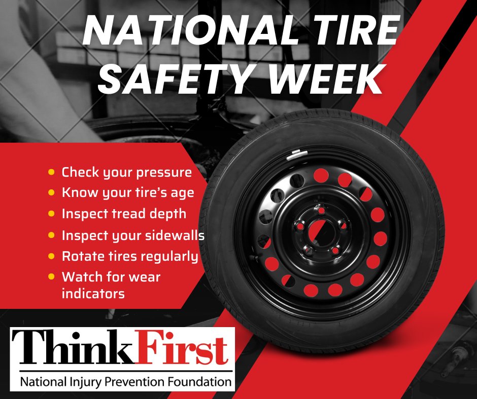 🚗🎆 Hitting the road for the 4th of July? It’s National Tire Safety Week—don’t forget your tire check:

🛞 PSI = vehicle recommended
🛞 2/32" tread min
🛞 No bulges/cracks
🛞 Rotate regularly
🛞 Replace every 6–10 yrs (NHTSA)

#TireSafety #DriveSafe #ThinkFirst