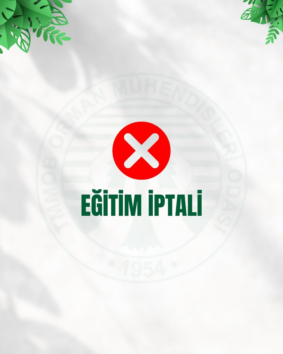 📢 07-11 Temmuz 2025 tarihleri arasında Ankara’da yapılması planlanan ÖZEL ORMAN BİTKİSİ TOHUMLUK KONTROLÖRÜ UZMANLIĞI EĞİTİMİ VE SINAVI yeterli katılım sağlanamadığı için iptal edilmiştir.