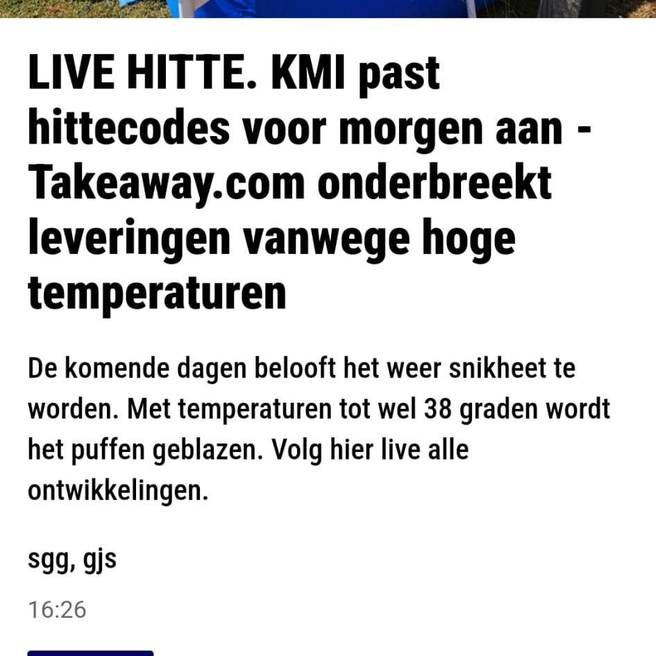 AnjaVanrobaeys's tweet image. 👏 Merci aan @takeaway om leveringen te stoppen uit zorg voor de koeriers. Maar wat met de schijnzelfstandigen Uber en Deliveroo? Rijden tot ze erbij neervallen?
⚖️ Wie het fair speelt, wordt gestraft door oneerlijke concurrentie. Dat moet stoppen. #platformwerk #hitte