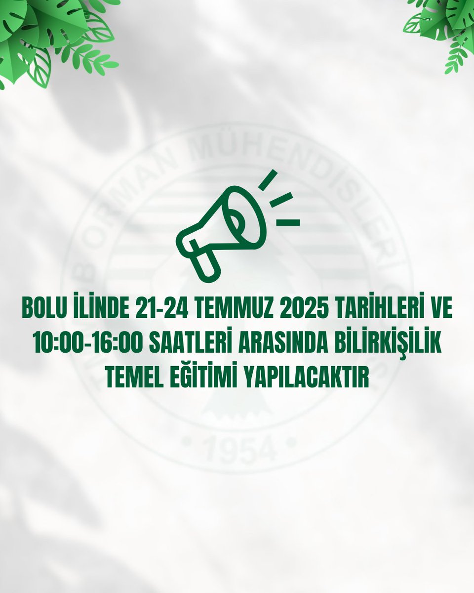 📢 Bolu İlinde 21-24 Temmuz 2025 Tarihleri Ve 10:00-16:00 Saatleri Arasında Bilirkişilik Temel Eğitimi Yapılacaktır
🔗 ormuh.org.tr/duyurular/bolu…