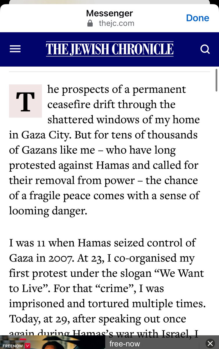 ‘Hamas’s crackdown on dissent is intensifying. Over a dozen people have been killed in recent weeks – one of them a dear friend. Others have had their limbs broken in brutal acts of intimidation. As soon as the ceasefire is announced, Hamas militants will rise from their tunnels,