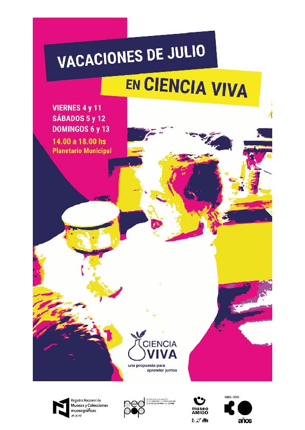 🧬✨ ¡Ciencia Viva en vacaciones!
+100 experiencias interactivas para chicos de 10 a 16 años.
📅 Vie/sáb/dom de julio 2025 | 🕑 14-18 h
📍 Planetario – Parque de la Amistad (Av. Gral. Rivera 3275)
🎟️ Entrada gratuita
#SomosCH 🔬❤️