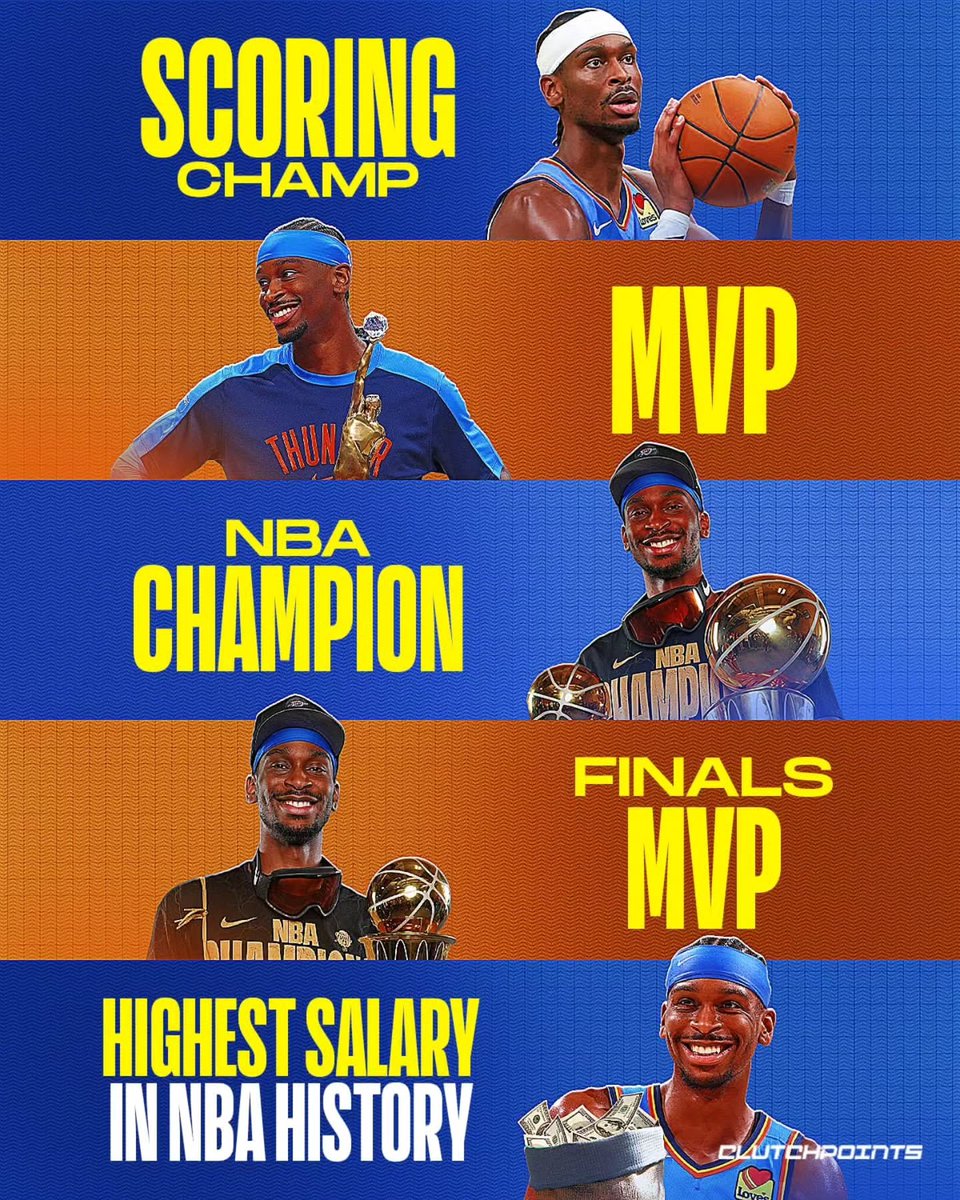 ClutchPoints (@clutchpoints) on Twitter photo Michael Jordan made $93.9 million in his entire NBA career.
Shai Gilgeous-Alexander just signed a 4-year, $285 million super max extension with the OKC Thunder... the ๐ฟ๐ถ๐ฐ๐ต๐ฒ๐๐ ๐ฎ๐ป๐ป๐๐ฎ๐น ๐ฑ๐ฒ๐ฎ๐น in NBA history ๐ฐ
In just 4 years, SGA will earn over 3x the amount MJ Michael Jordan made $93.9 million in his entire NBA career.
Shai Gilgeous-Alexander just signed a 4-year, $285 million super max extension with the OKC Thunder... the ๐ฟ๐ถ๐ฐ๐ต๐ฒ๐๐ ๐ฎ๐ป๐ป๐๐ฎ๐น ๐ฑ๐ฒ๐ฎ๐น in NBA history ๐ฐ
In just 4 years, SGA will earn over 3x the amount MJ