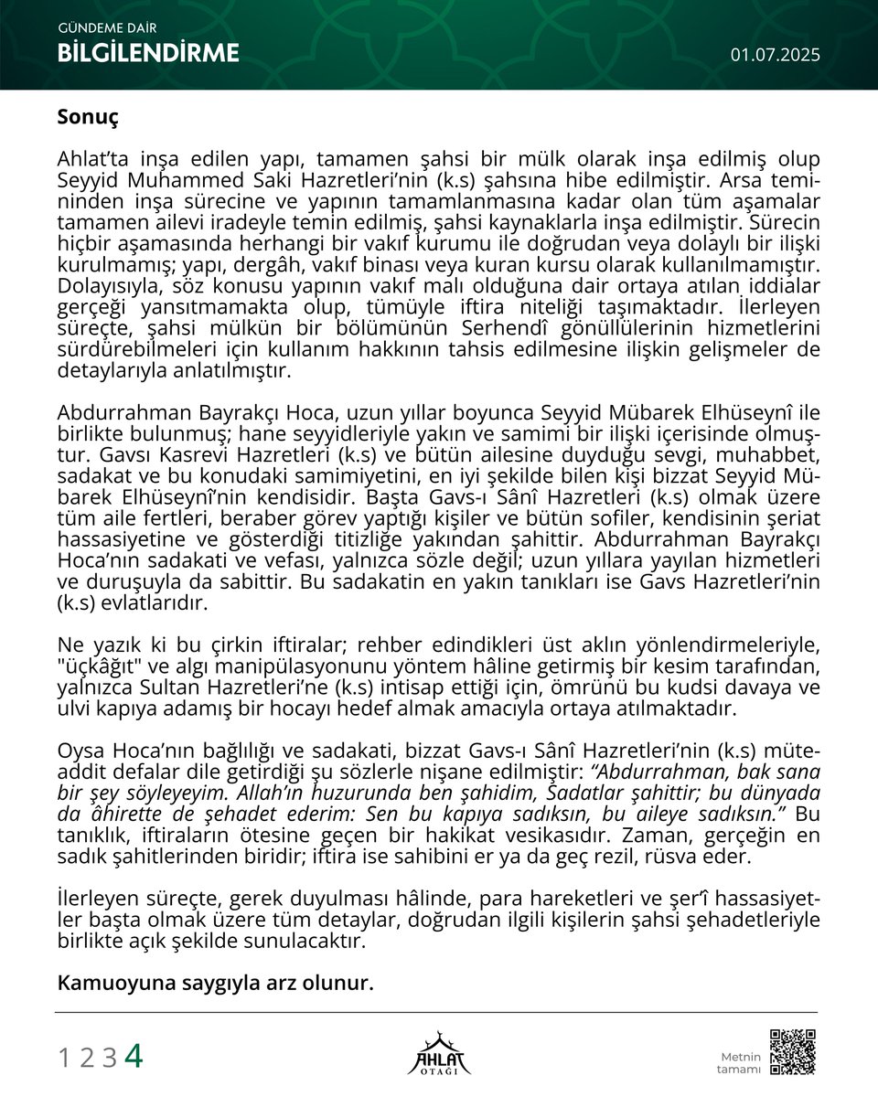 Gündeme Dair Bilgilendirme

Ahlat'a dair iftiralara karşı hakikat beyanı