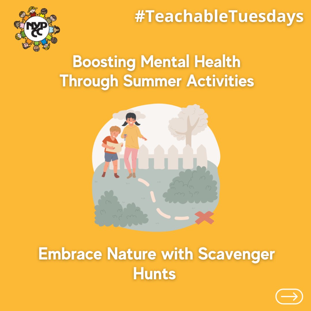 NYPCC1's tweet image. Summer break is here  ☀️  This week’s #TeachableTuesday is about discovering the joy of the outdoors. It can reduce stress, boost mood, and improve focus. 

#NYPCC #CaringForTheCommunity #FamilySupport #MentalHealth #Summer #Balance #Bronx #Queens #Manhattan #Brooklyn