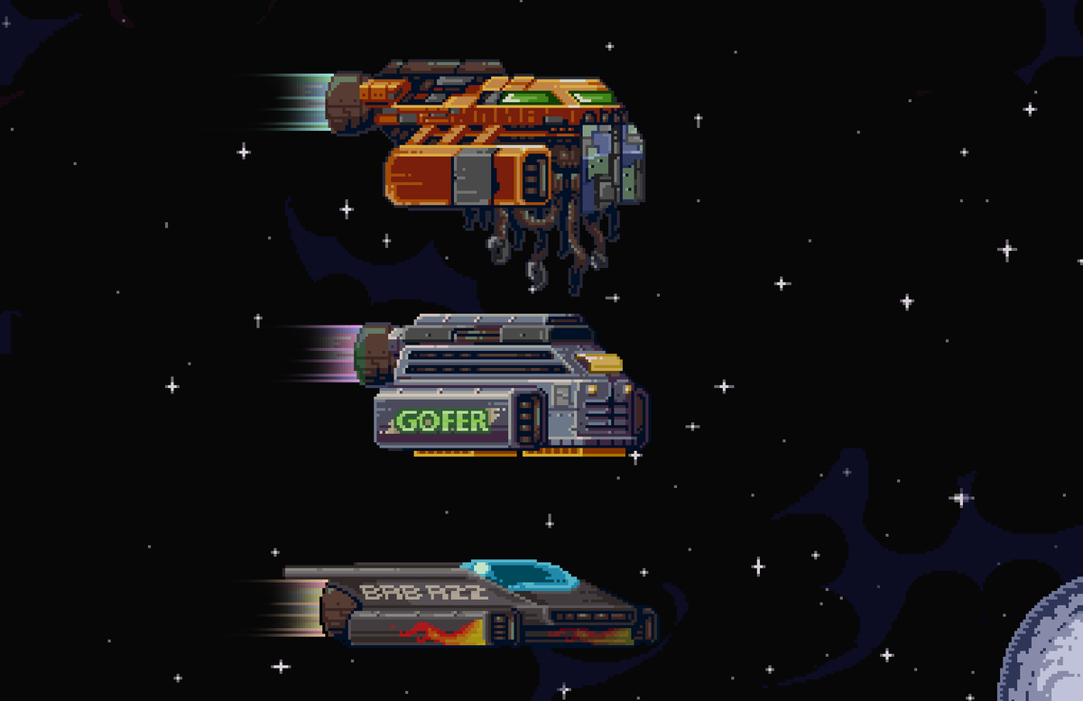 rocketcatgames's tweet image. Early ship concepts for Space Dingus!

You&apos;ll be able to unlock many different ships with different layouts and advantages. Then you can customize them further with specific rooms, including Player Bedrooms that you can decorate