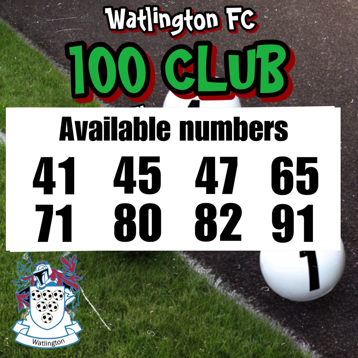 WSSFC1's tweet image. July’s 100 Club draw will take place tomorrow evening last few numbers available if anyone would like a number . £3 per number
£100 1st prize
£50 2nd prize