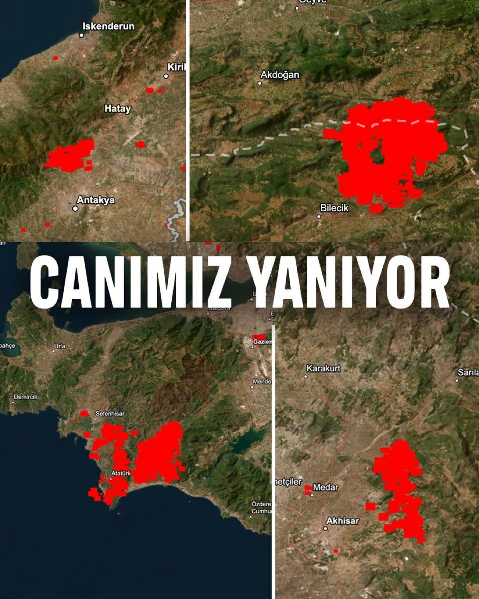 Ciğerlerimiz yanıyor, geleceğimiz yanıyor.

İzmir, Manisa, Bilecik, Hatay;
Ülkemizin dört bir yanında, özellikle Ege ve Akdeniz’de ormanlar yanmaya devam ediyor

Yangınlarla mücadele sadece söndürmekle değil, koruyucu önlem almakla mümkündür 

Hep beraber koruyalım, sahip çıkalım