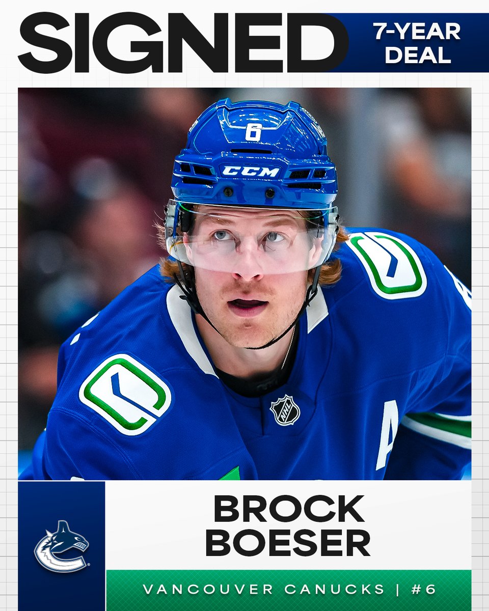 NHL (@nhl) on Twitter photo BROCK AIN'T LEAVING 🙂↕️ #NHLFreeAgency
The <a href="/Canucks/">Vancouver Canucks</a> have signed Brock Boeser to a seven-year deal! 👏 BROCK AIN'T LEAVING 🙂↕️ #NHLFreeAgency
The <a href="/Canucks/">Vancouver Canucks</a> have signed Brock Boeser to a seven-year deal! 👏