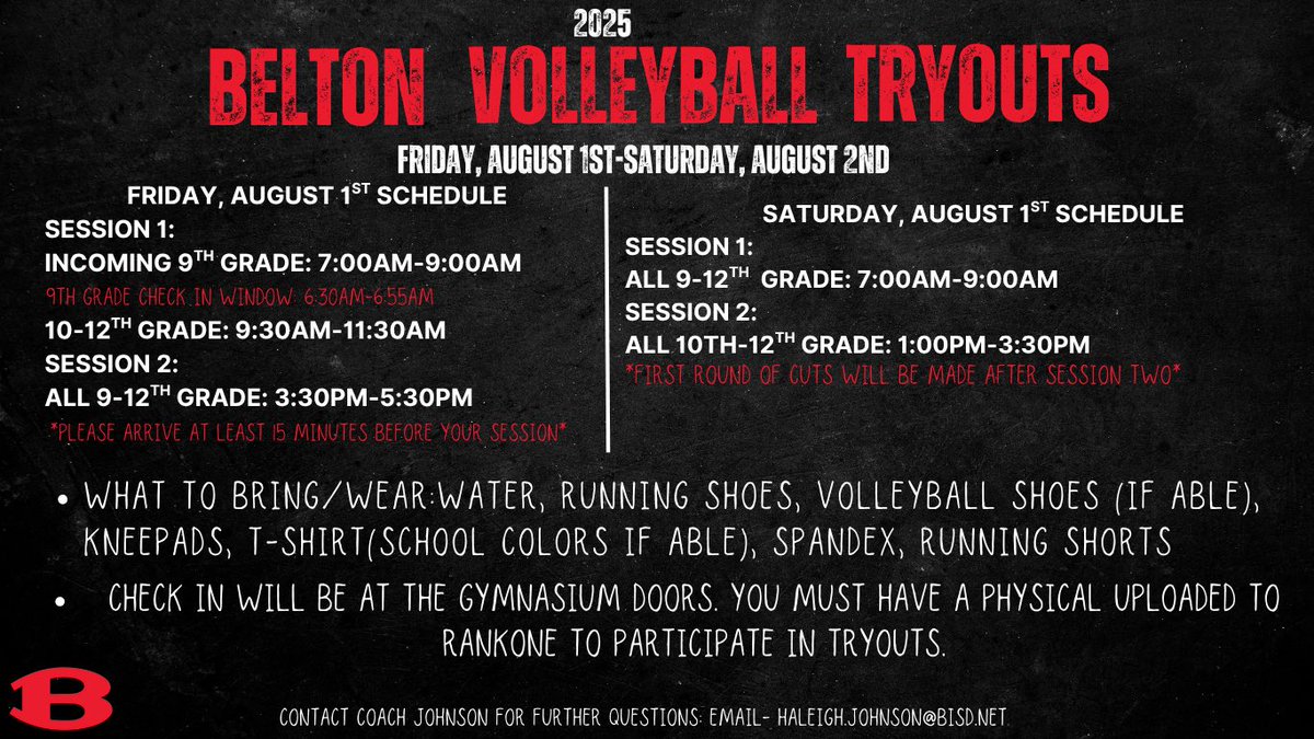 We are ONE month away from tryouts. Make sure you are doing everything you can to be prepared!🐅