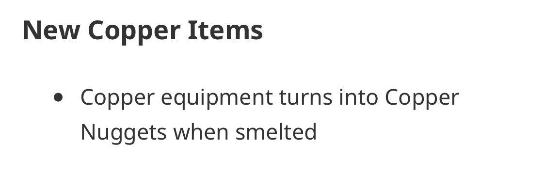 Copper nuggets got added by the way! Might mean nothing….or maybe copper lanterns?