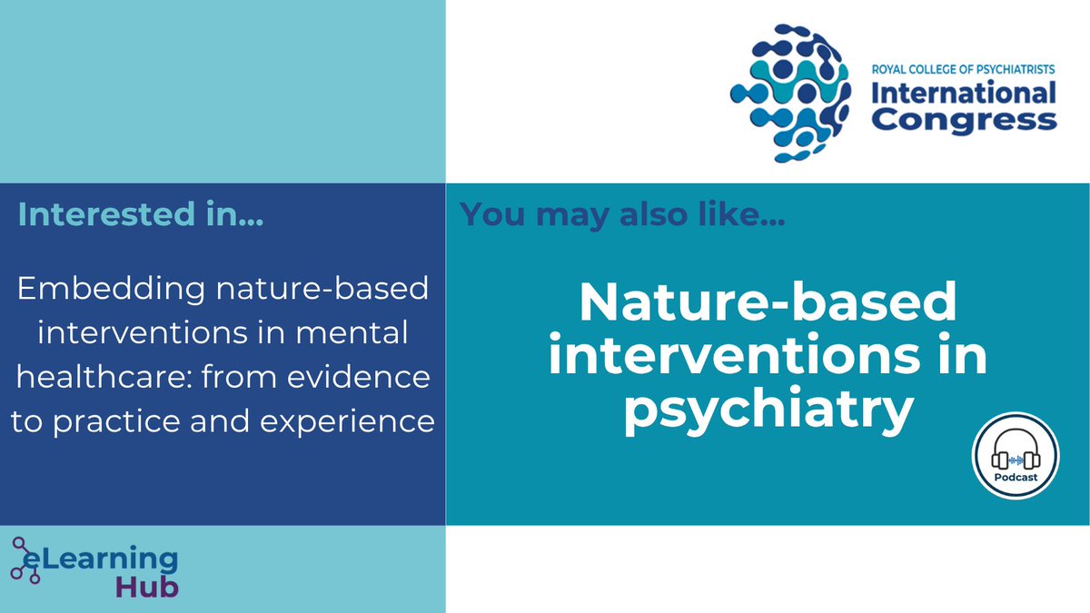RCPsych eLearning Hub (@rcpsych_elearn) on Twitter photo Did you miss the #rcpsychIC session on nature-based interventions in mental healthcare? Check out our podcast highlighting the benefits of nature-based interventions in psychiatry for both patients and wildlife.
Available on the <a href="/rcpsych/">Royal College of Psychiatrists</a> eLearning Hub: bit.ly/4kkCb2e Did you miss the #rcpsychIC session on nature-based interventions in mental healthcare? Check out our podcast highlighting the benefits of nature-based interventions in psychiatry for both patients and wildlife.
Available on the <a href="/rcpsych/">Royal College of Psychiatrists</a> eLearning Hub: bit.ly/4kkCb2e