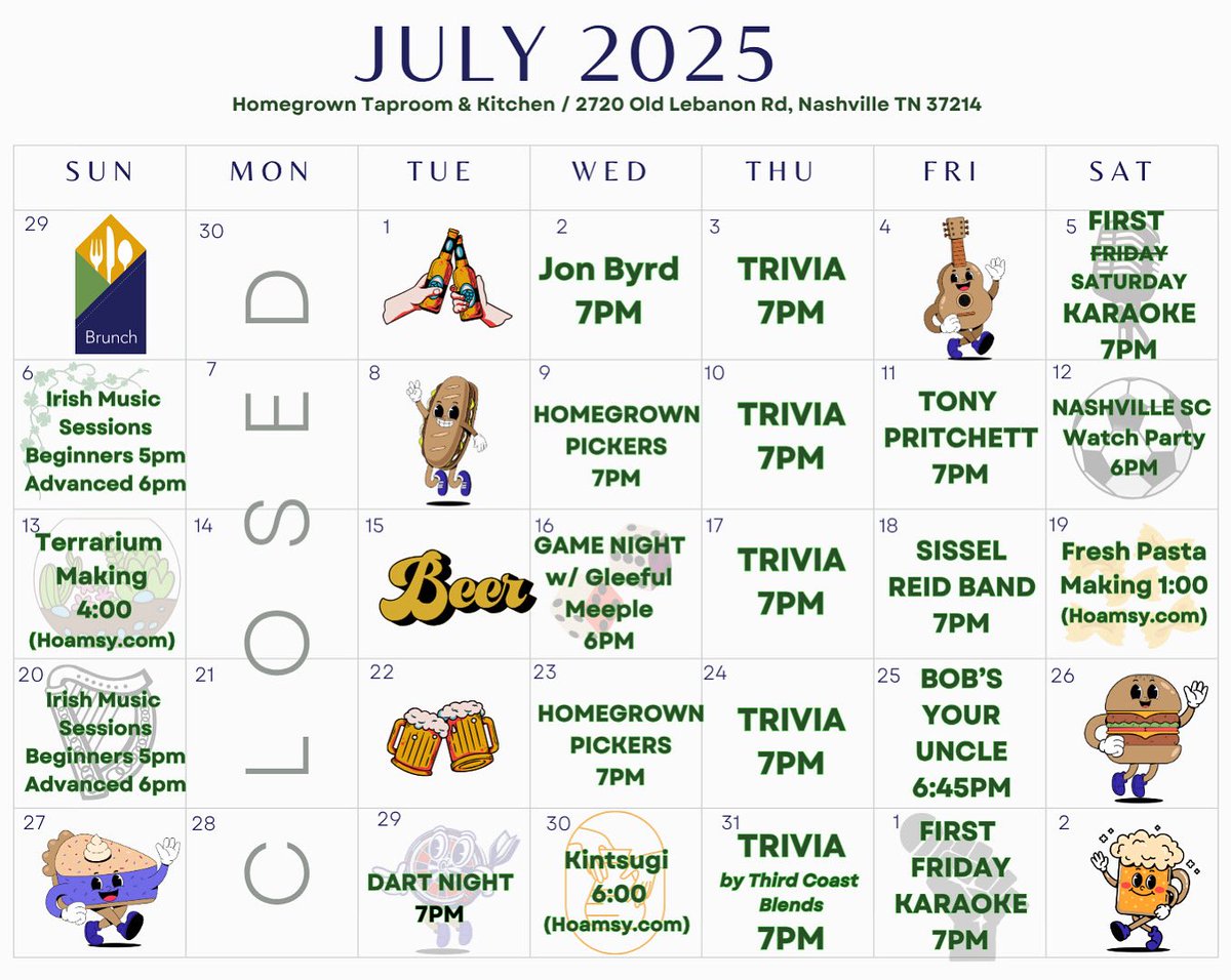 The summer is heating up and so is the entertainment here at Homegrown! Come get in on the fun! 😎🍻