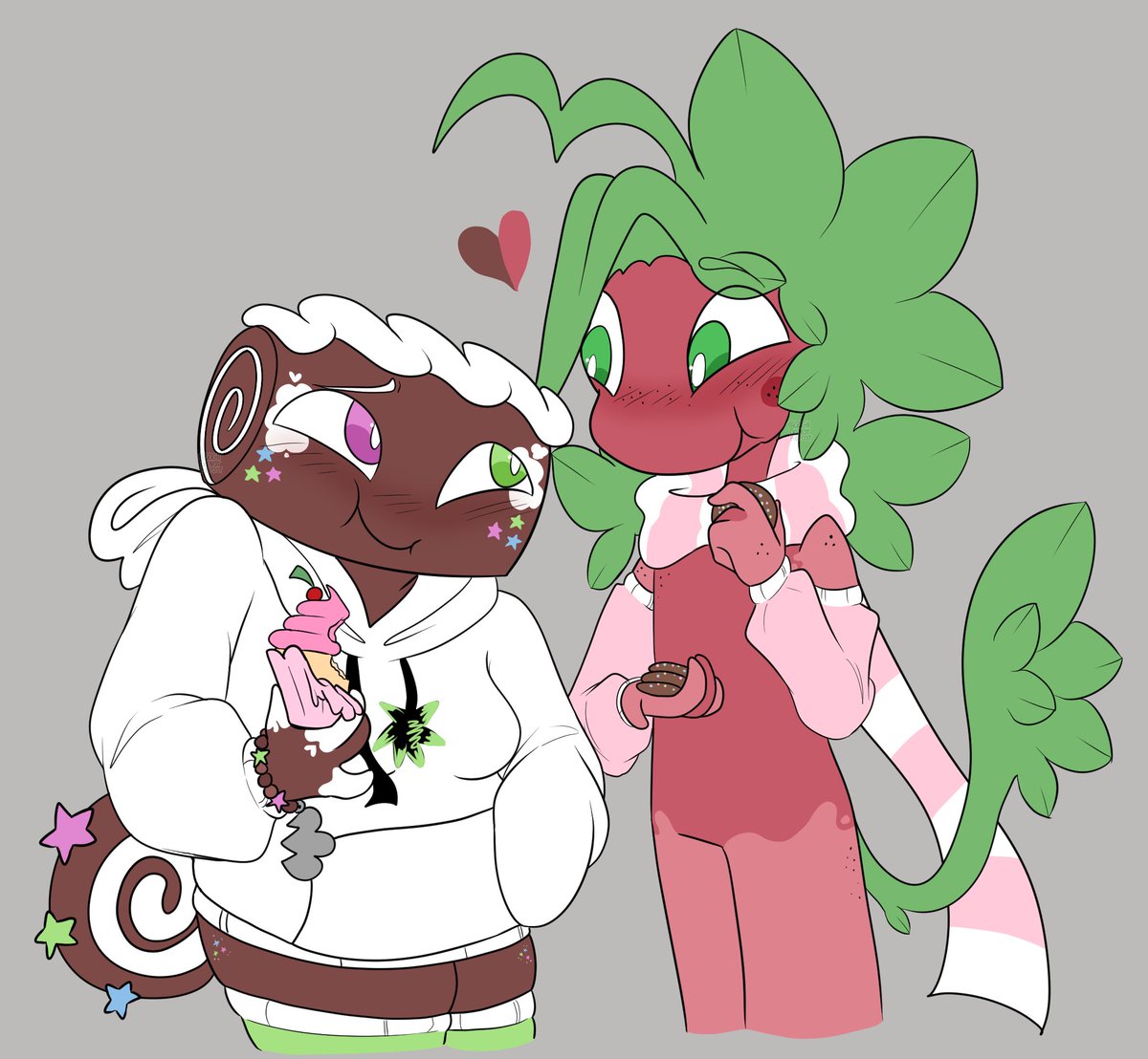 Jogiislol's tweet image. they like each others baking a bit too much methinks #dandysworldart #fruitcake