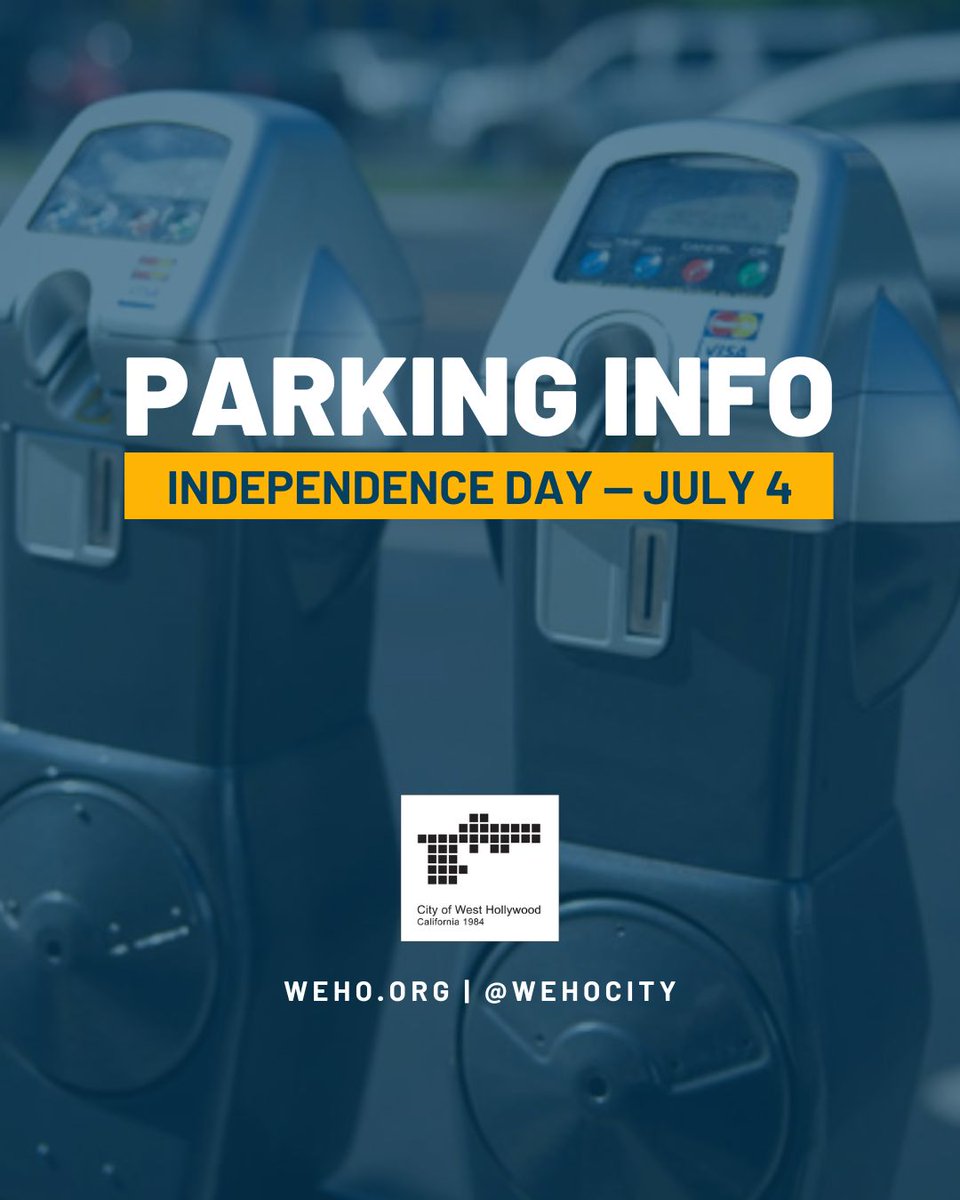 In observance of Independence Day, City Hall will be closed on July 4, 2025.  

The following parking regulations will not be enforced:

➡ Parking meters
➡ Peak hour towing restrictions
➡ Street sweeping

The enforcement of all parking regulations will resume on July 5, 2025.