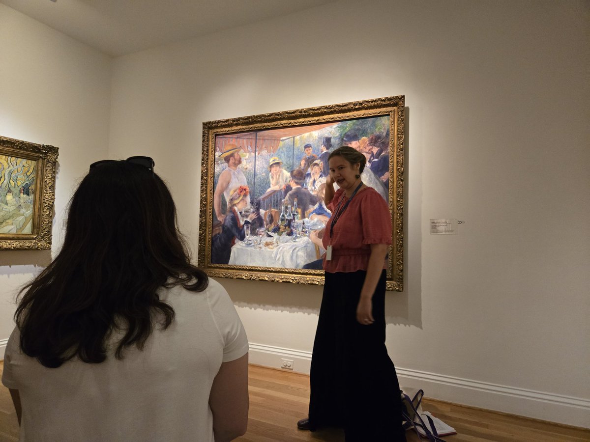 BryantWeiner's tweet photo. Learning how to discuss a work of art with a sensory poem at the #PhillipsCollection. Ecstatic that my group discussed Renoir's Luncheon of the Boating Party! One of my favs. @KedcARTS @KEDCGrants @DrJWEvansJr @KingWendy_m https://t.co/DqIUUggJHt