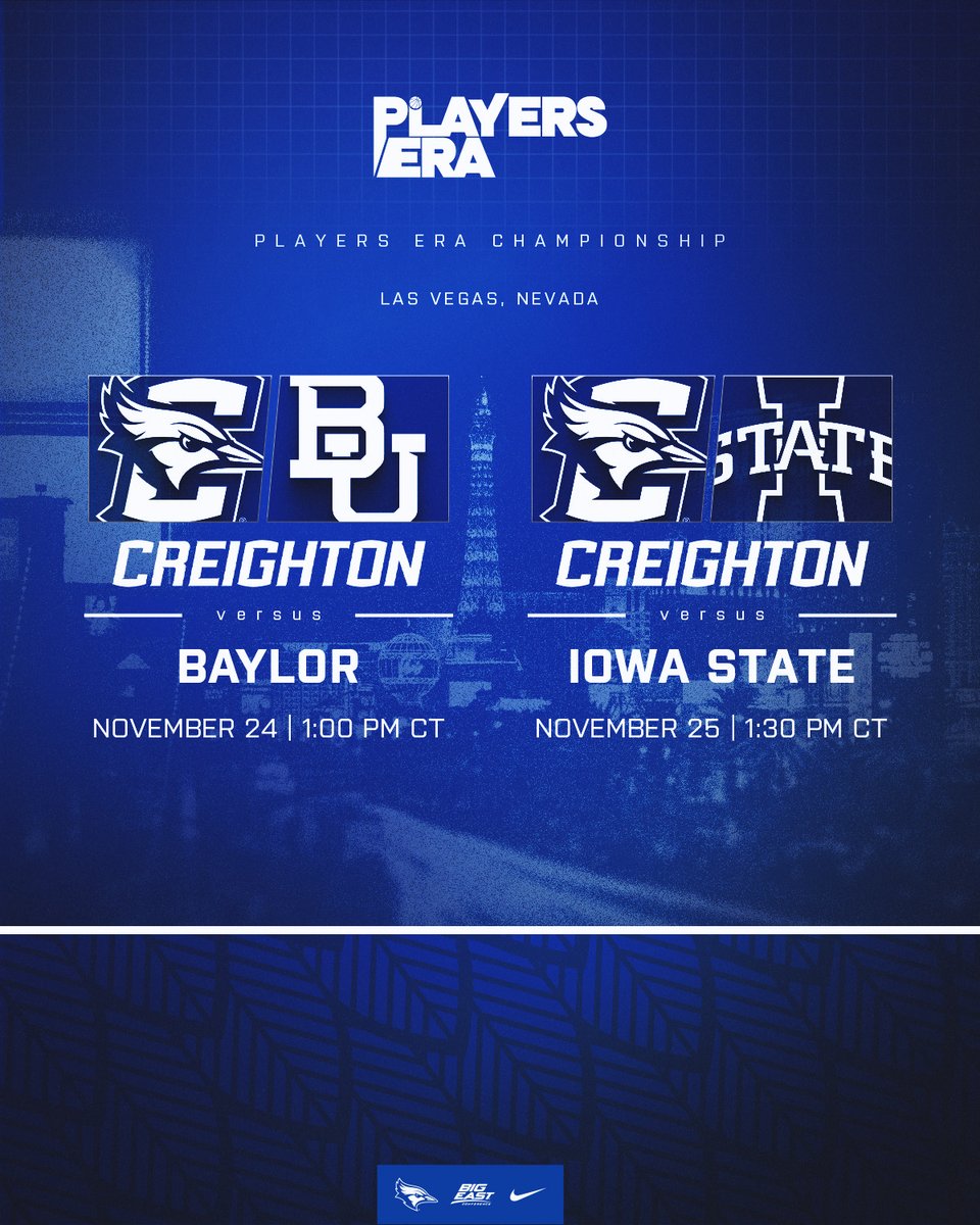 A pair of Big 12 battles in Vegas!

The first two games of our Player's Era Men's Championship schedule is set. 📆

📰 gocreighton.com/news/2025/7/1/…

#GoJays