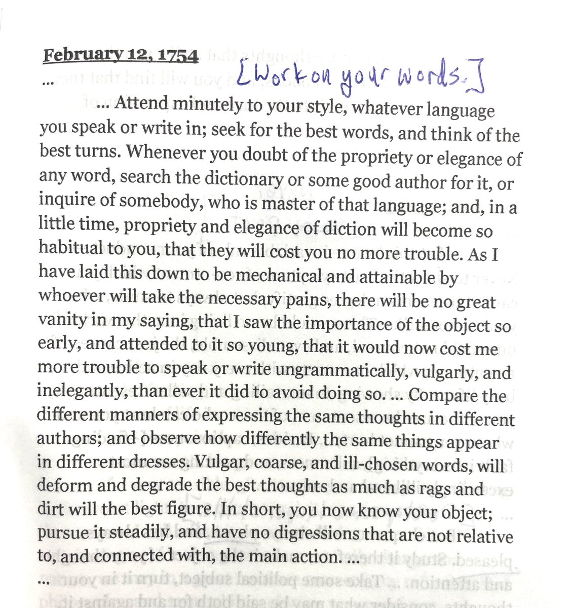 To the authors I follow:
I like the way you write.

a Chesterfield letter…