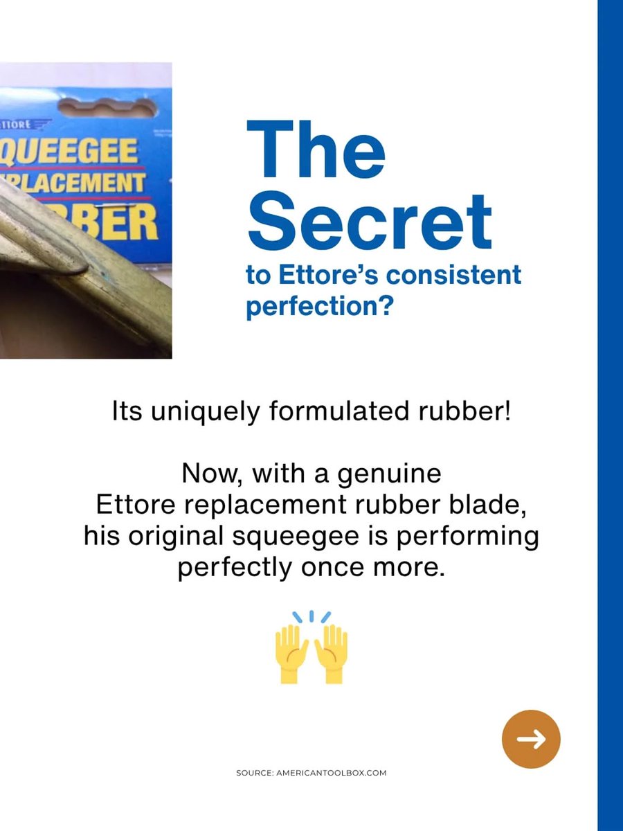 Thank you AmericanToolbox.com for sharing this wonderful story and relatable review!

Ettore Rubber remains a top choice for pro window cleaners. Ettore takes pride in hand-inspecting each blade before it is shipped, ensuring the highest quality, precision edge available.