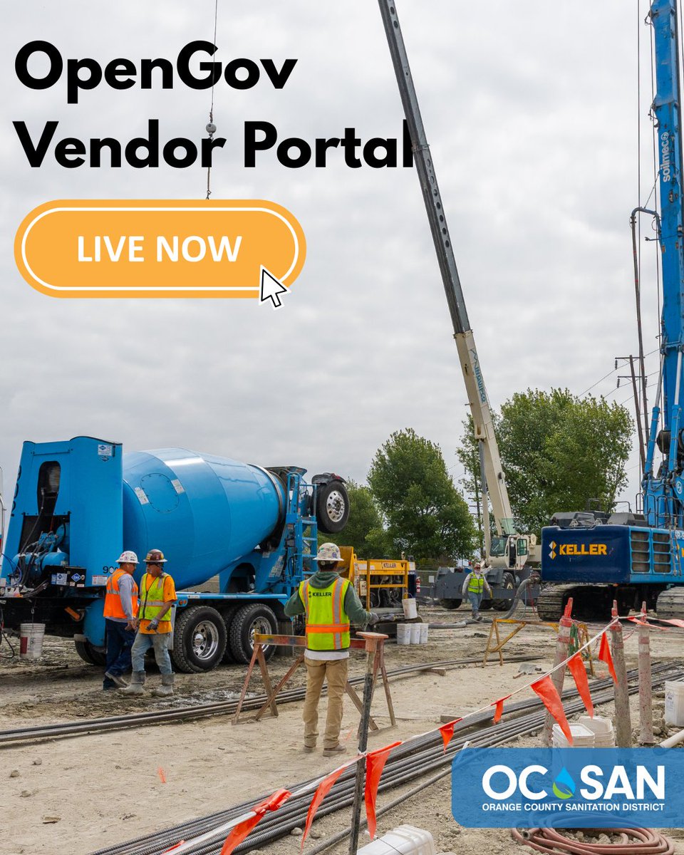 🚨Phase 1 of our new vendor system is LIVE. Starting today, all goods &amp; services solicitations will go through OpenGov. Beginning January 1, 2026, all Public Works, design, architecture &amp; engineering projects will move to Open Gov. Learn more at ocsan.gov/doingbusiness